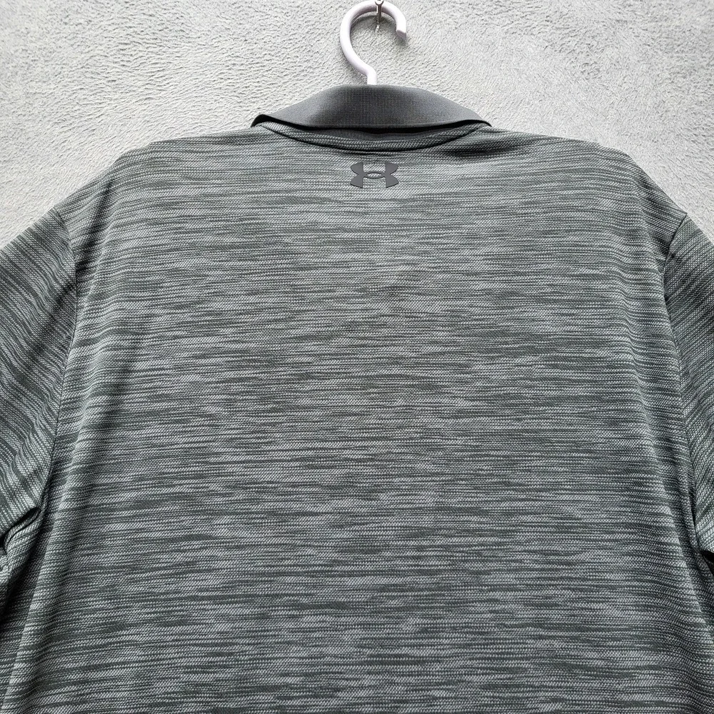 Under Armour Men Polo XL Gray Striped Performance‎ Polo Gorpcore Logo Short